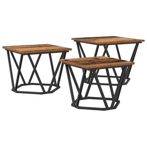 vidaXL Mesa de Caf&eacute; 3 pcs Madera envejecida