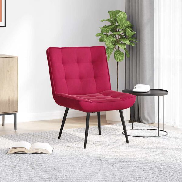 vidaXL Sill&oacute;n de relax terciopelo rojo vino 64x74x84 cm