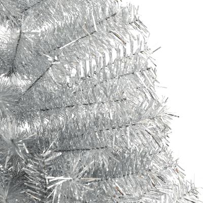 vidaXL Medio árbol de Navidad artificial con soporte PET plata 210 cm