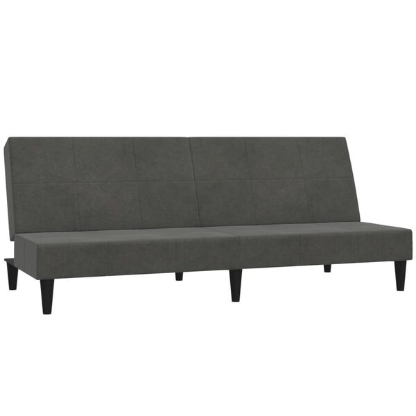 vidaXL Sof&aacute; cama 2 plazas con taburete tejido microfibra gris oscuro