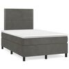 vidaXL Cama box spring colch&oacute;n y LED terciopelo gris oscuro 120x190 cm