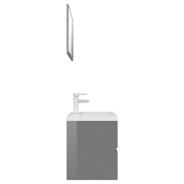vidaXL Juego de muebles de baño madera de ingeniería gris brillo