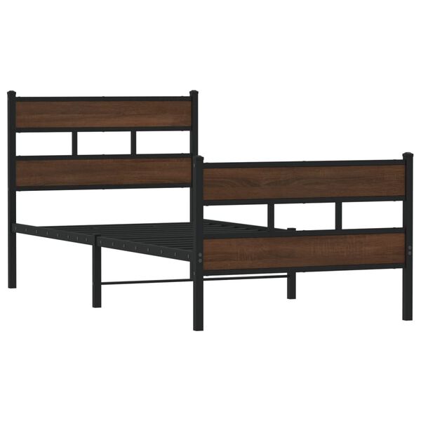 vidaXL Estructura cama con cabecero y pie sin colch&oacute;n marr&oacute;n 75x190 cm