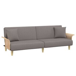 vidaXL Sof&aacute; cama con reposabrazos tela gris taupe