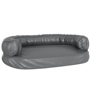vidaXL Cama para perros de espuma cuero sint&eacute;tico gris 75x53 cm