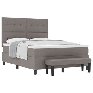 vidaXL Cama tipo Box Spring con cabecera Taup&eacute; 140 x 190 cm tela
