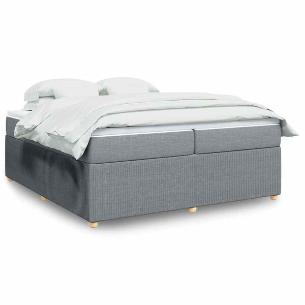 vidaXL Cama box spring con colch&oacute;n tela gris claro 200x200 cm