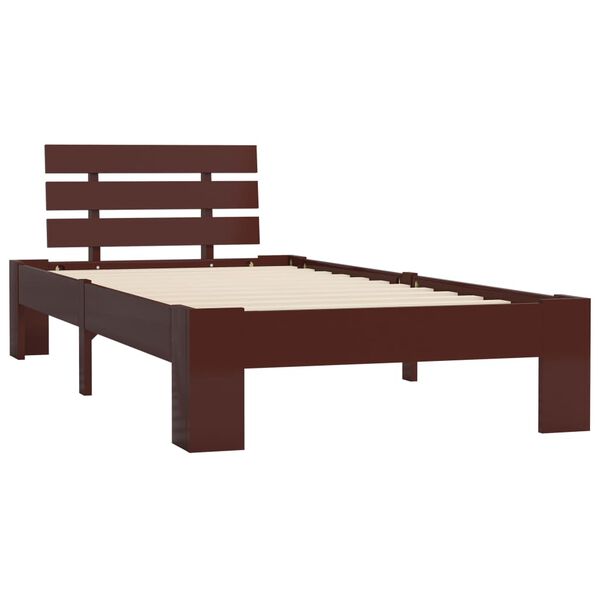 vidaXL Estructura cama sin colch&oacute;n madera pino marr&oacute;n oscuro 90x200 cm