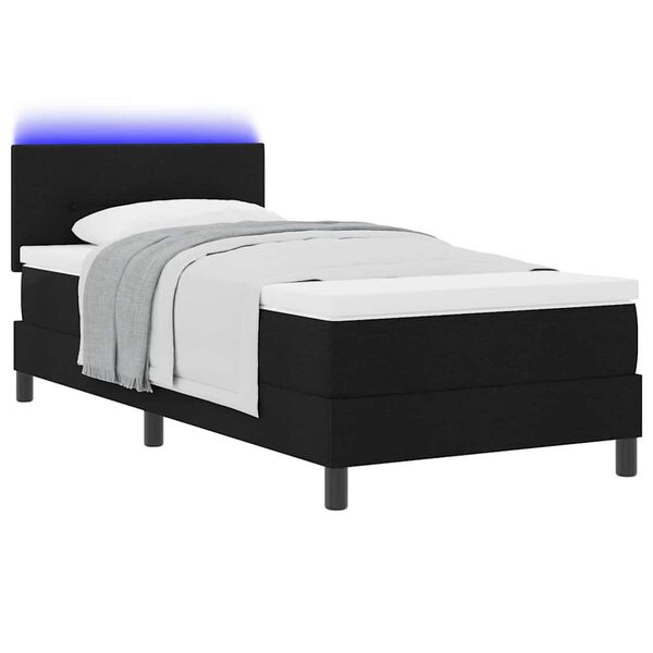 vidaXL Cama tipo Box Spring con colch&oacute;n con LED Negro 90 x 190 cm tela