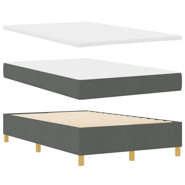 vidaXL Cama tipo Box Spring con colch&oacute;n Gris oscuro 120 x 190 cm tela