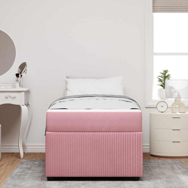 vidaXL Estructura de cama con colch&oacute;n Rosa 90 x 190 cm Terciopelo