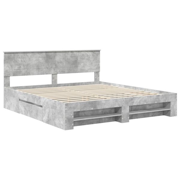 vidaXL Estructura de cama con cabecera Gris Concreto 200 x 200 cm