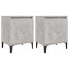 vidaXL Mesitas de noche con patas de metal gris hormig&oacute;n 40x30x50 cm