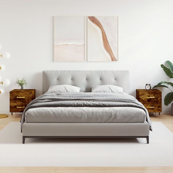 vidaXL Mesita noche 2 uds madera ingenier&iacute;a roble ahumado 40x35x47,5cm