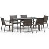 vidaXL Juego comedor jard&iacute;n 7 piezas y cojines rat&aacute;n sint&eacute;tico y acero