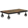 vidaXL Mesa de centro con ruedas madera maciza reciclada 100x55x26 cm
