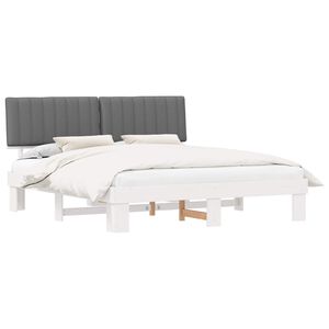 vidaXL Estructura de Cama con Cabecera Tapizada Gris Claro