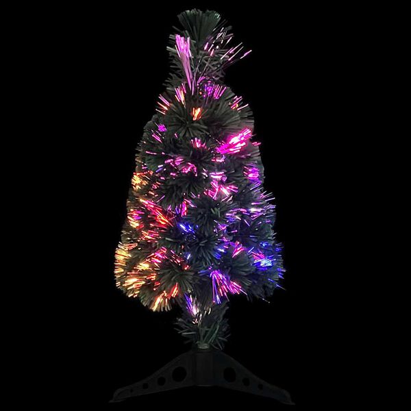 vidaXL &Aacute;rbol de Navidad artificial estrecho con soporte/LED fibra &oacute;ptica 64 cm