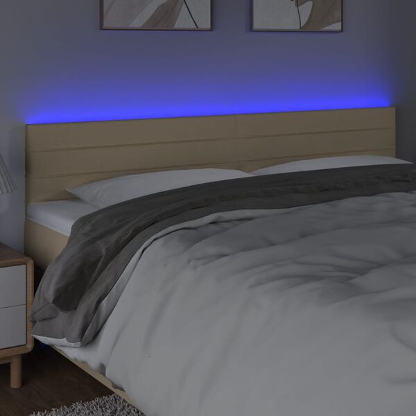 vidaXL Cabecero con LED de tela color crema 160x5x78/88 cm