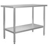 vidaXL Mesa de trabajo de cocina con estante acero inox 120x60x120cm