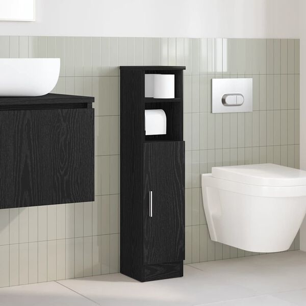 vidaXL Mueble de ba&ntilde;o con portarrollos negro 20,5x22x90 cm