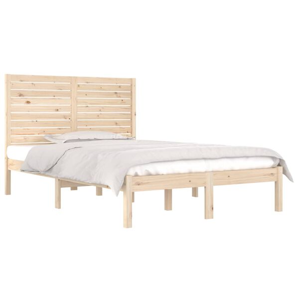 vidaXL Estructura de cama de matrimonio madera maciza 135x190 cm
