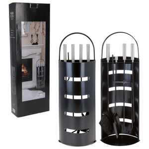 Home&Styling Conjunto de accesorios para chimenea metal negro