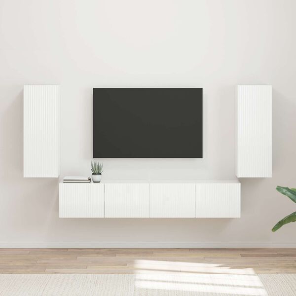 vidaXL Conjunto de mueble para TV de pared 4 pcs brillante