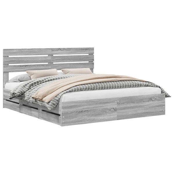 vidaXL Estructura de cama Gris Sonoma 200 x 200 cm Madera Ingenieril