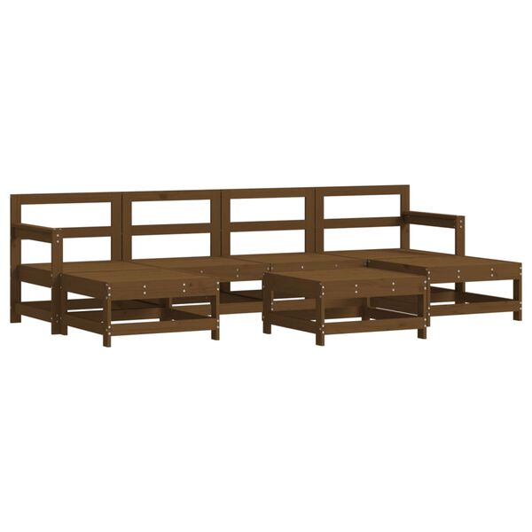 vidaXL Juego de muebles jard&iacute;n 7 pzas madera maciza pino marr&oacute;n miel