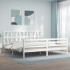 vidaXL Estructura cama de matrimonio con cabecero madera maciza blanco