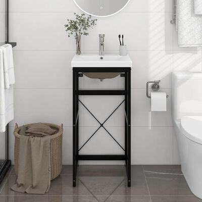 vidaXL Estructura de baño con lavabo incorporado hierro negro