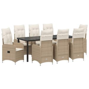 vidaXL Conjunto de Comedor de Jard&iacute;n 9 pcs Beige rat&aacute;n sint&eacute;tico