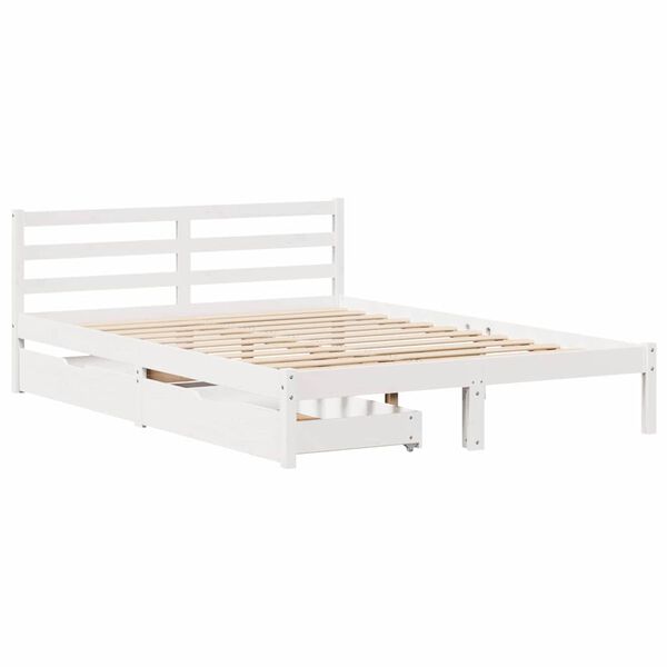 vidaXL Estructura de cama sin colch&oacute;n madera de pino blanca 140x190 cm