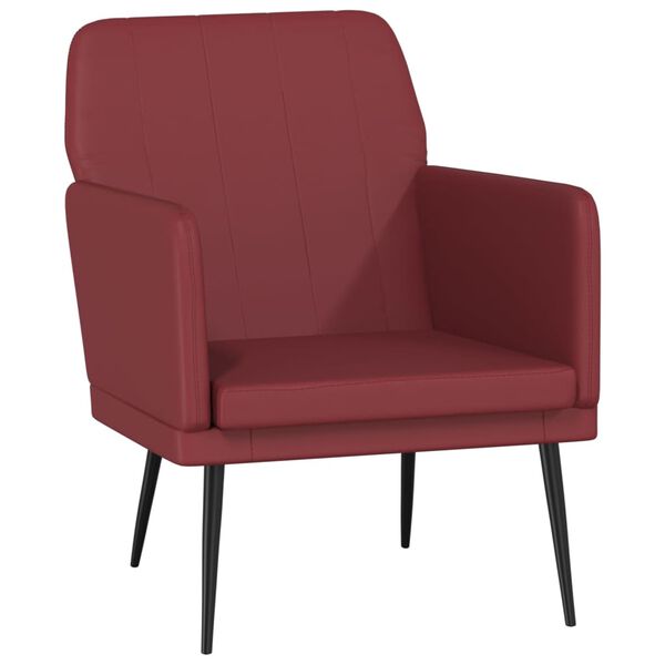 vidaXL Sillón de cuero sintético rojo tinto 61x78x80 cm