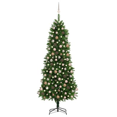 vidaXL Árbol de Navidad artificial con luces y bolas verde 240 cm