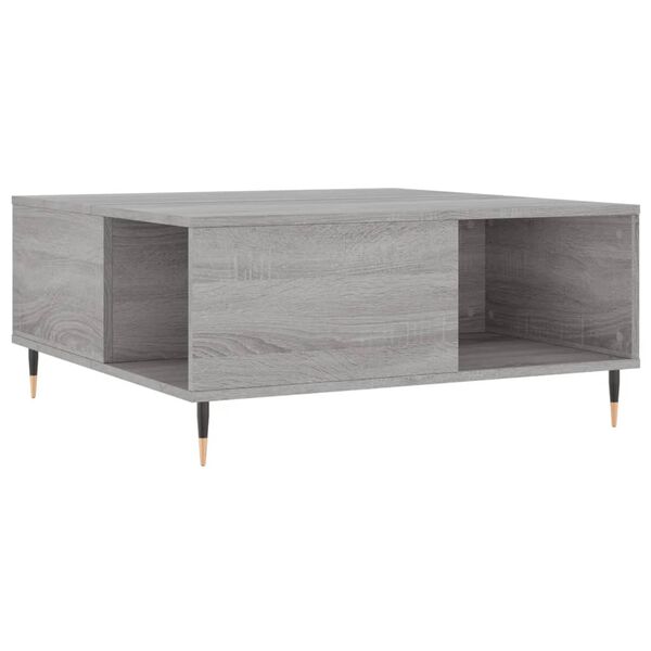vidaXL Mesa de centro madera contrachapada gris Sonoma 80x80x36,5 cm