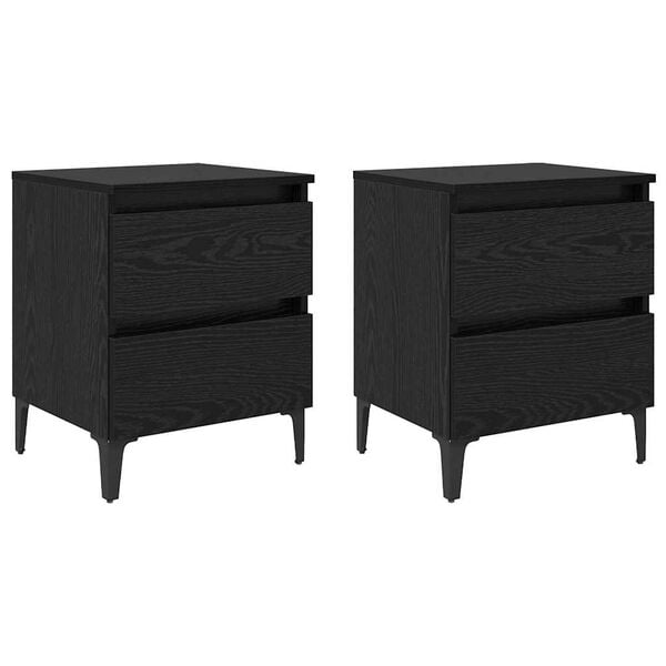 vidaXL Armario de Noche 2 pcs Roble negro 40 x 35 x 50 cm