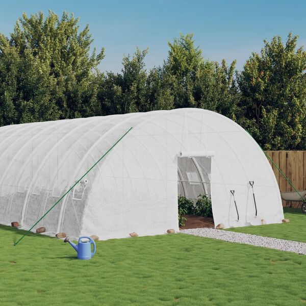 vidaXL Invernadero con estructura de acero blanco 84 m&sup2; 14x6x2,85 m