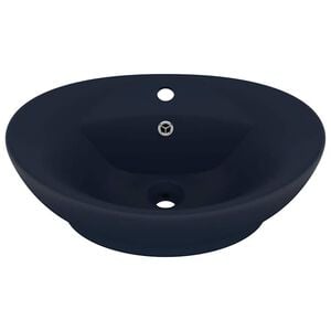 vidaXL Lavabo lujoso con rebosadero cer&aacute;mica azul oscuro 58,5x39cm