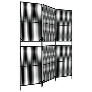vidaXL Biombo de 3 paneles rat&aacute;n sint&eacute;tico negro