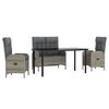 vidaXL Juego de comedor de jard&iacute;n 4 piezas con cojines rat&aacute;n PE gris
