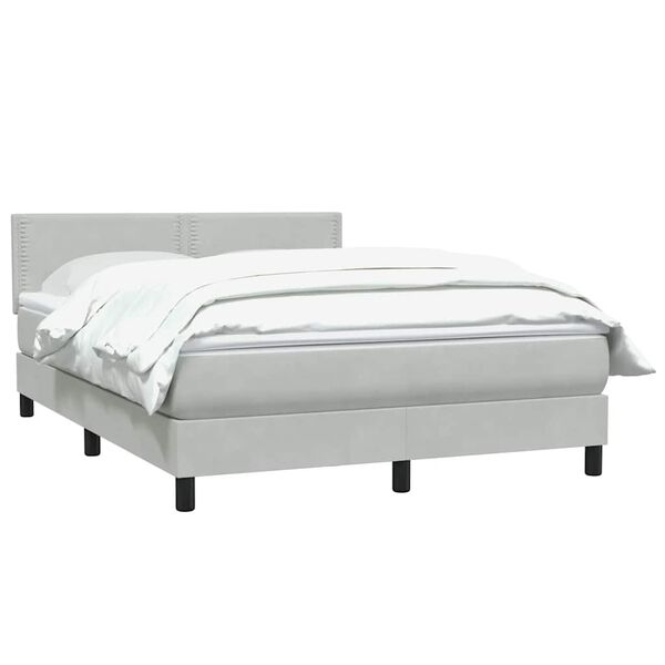 vidaXL Cama box spring con colch&oacute;n terciopelo gris claro 140x220 cm