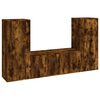 vidaXL Set de muebles de TV 3 pzas madera contrachapada roble ahumado