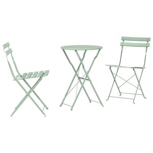 vidaXL Conjunto de Bistro Plegable 3 uds. Verde Espuma de Mar Acero