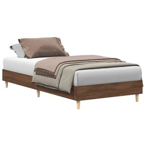 vidaXL Estructura de cama sin colch&oacute;n madera marr&oacute;n roble 90x200 cm