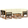 vidaXL Conjunto de sof&aacute;s de exterior con coj&iacute;n 7 pcs Natural y Crema