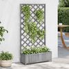 vidaXL Jardinera con enrejado madera maciza de abeto gris