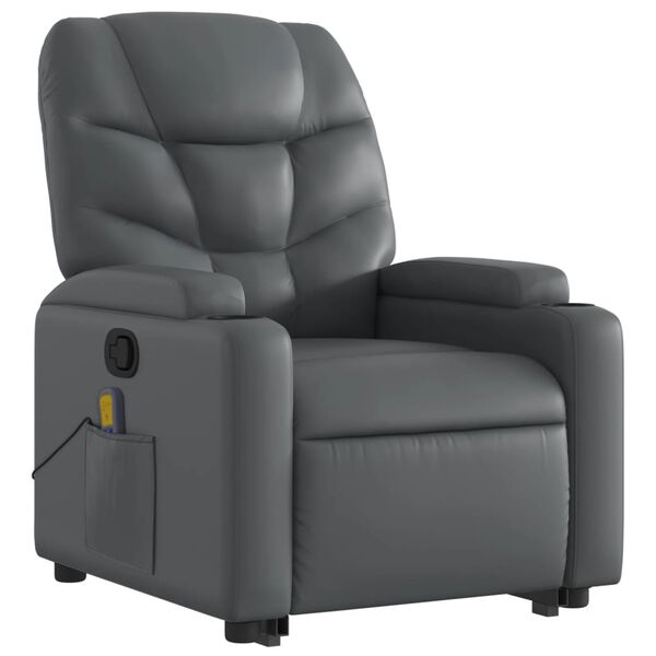 vidaXL Sill&oacute;n reclinable de masaje de pie cuero artificial gris