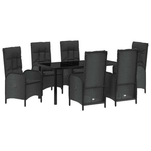 vidaXL Conjunto de Comedor de Jard&iacute;n 7 pcs Negro rat&aacute;n sint&eacute;tico